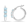 925 Sterling Silver Blue Topaz Round Hoop Earrings for Teen Women 3 MM