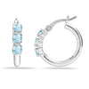 925 Sterling Silver Blue Topaz Round Hoop Earrings for Teen Women