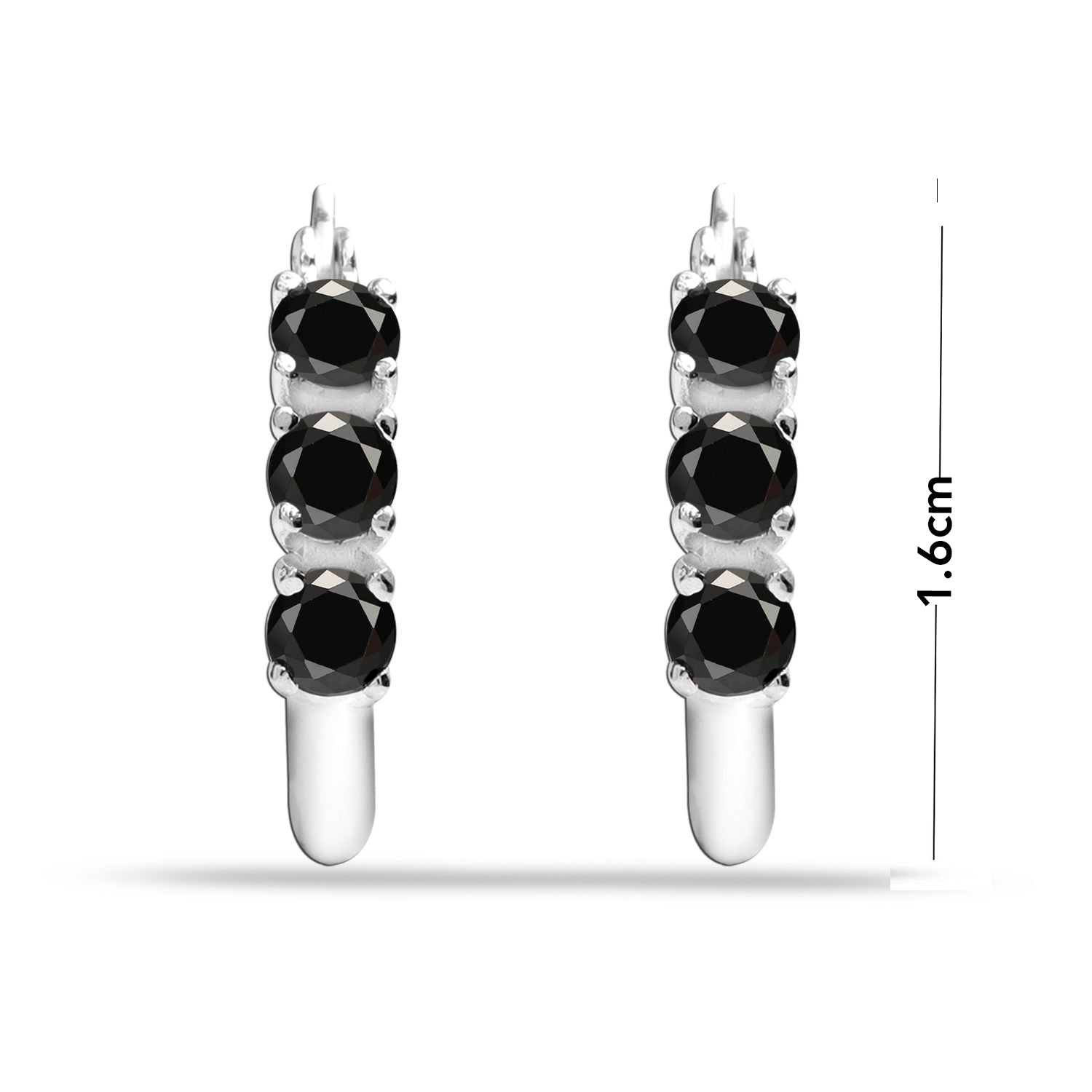 925 Sterling Silver Hoop Earrings for Teen Women and Girls (3 MM Black Onyx )