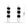 925 Sterling Silver Hoop Earrings for Teen Women and Girls (3 MM Black Onyx )