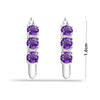 925 Sterling Silver Hoop Earrings for Teen Women and Girls (3 MM Amethyst Round)