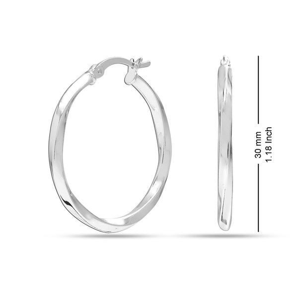 925 Sterling Silver Jewelry High-Polished Twisted Round Click-Top Hoop Earrings for Women 30MM