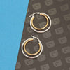 925 Sterling Silver 18K Gold-Plated Two-Tone Round Hoop Earrings for Women Teen