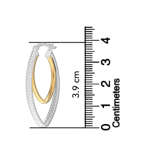 925 Sterling Silver 18K Gold-Plated Two-Tone Oval Click-Top Hoop Earrings for Women Teen