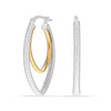 925 Sterling Silver 18K Gold-Plated Two-Tone Oval Click-Top Hoop Earrings for Women Teen