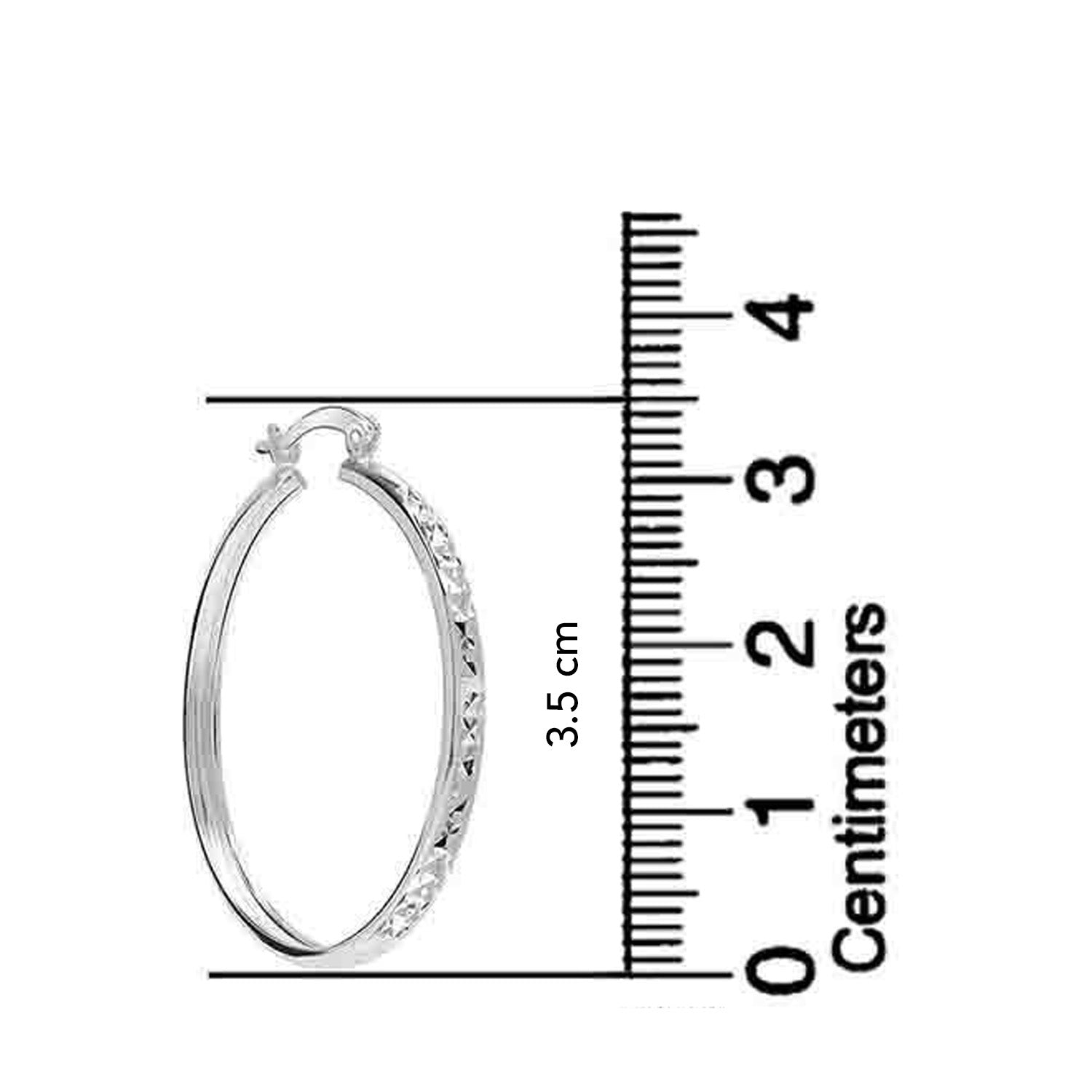 925 Sterling Silver Classic Lightweight Italian 3 MM Textured Diamond-Cut Click-Top Hoop Earrings for Women