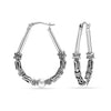 925 Sterling Silver Antique Vintage Balinese Art Inspired Boho Tribal Oval Shape Hoop Earrings for Women