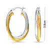 925 Sterling Silver Two-Tone Intertwining Round Oval Shape Tube Polished Hoop Earrings for Women