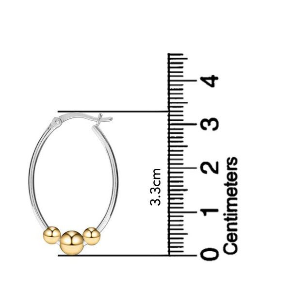 925 Sterling Silver 14K Gold-Plated Light-Weight Oval Two-Tone Hoop Earrings for Women