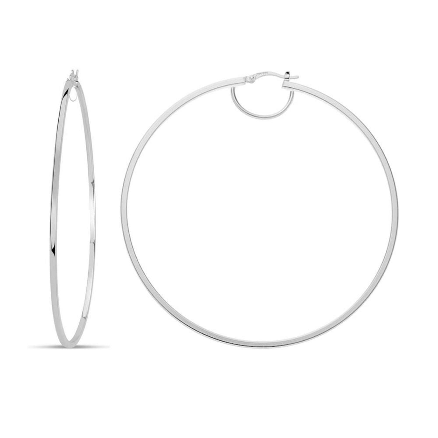 925 Sterling Silver BIG Italian Hoop Earrings for Women 80 MM