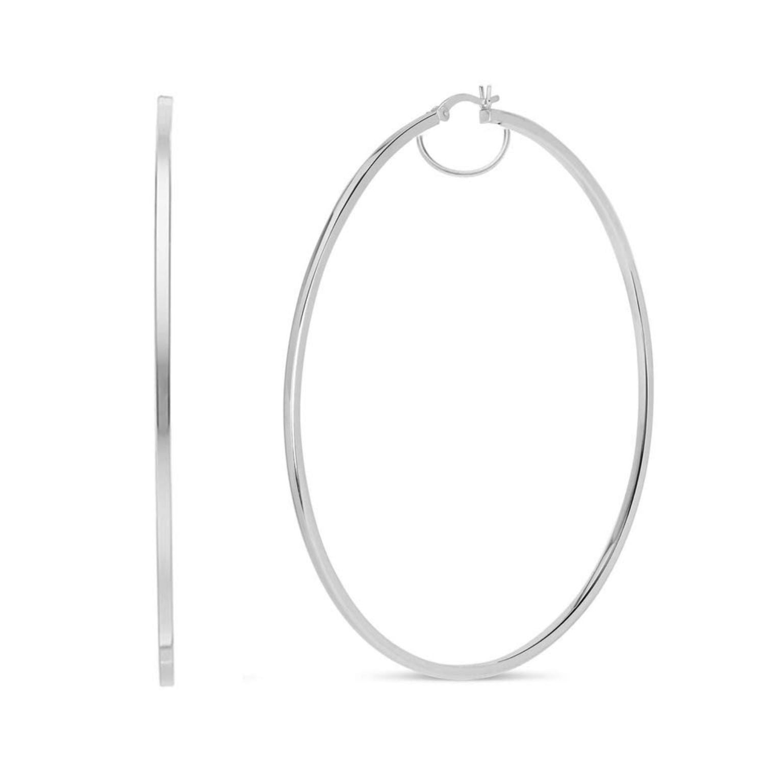 925 Sterling Silver BIG Italian Hoop Earrings for Women 80 MM