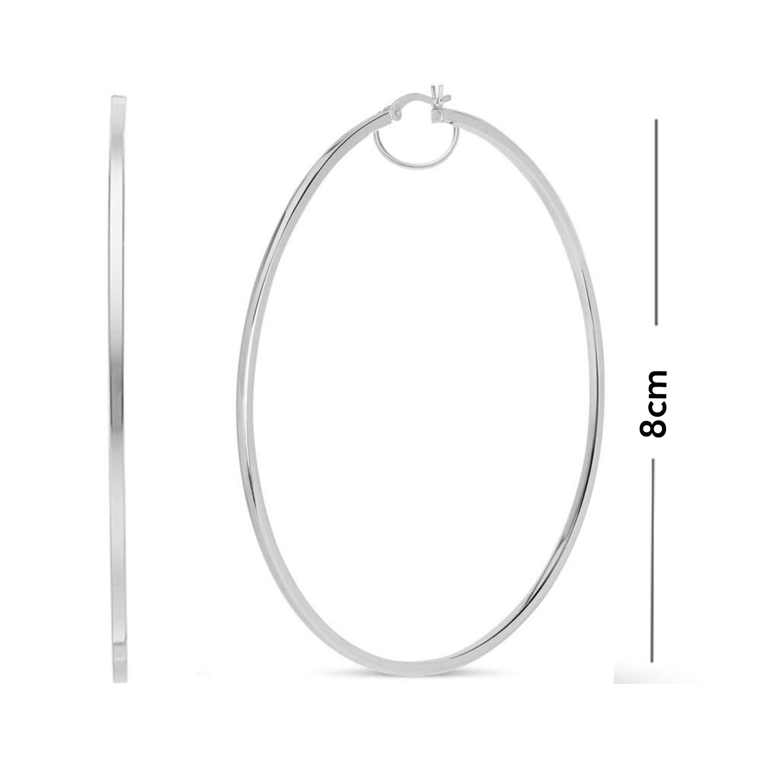 925 Sterling Silver BIG Italian Hoop Earrings for Women 80 MM