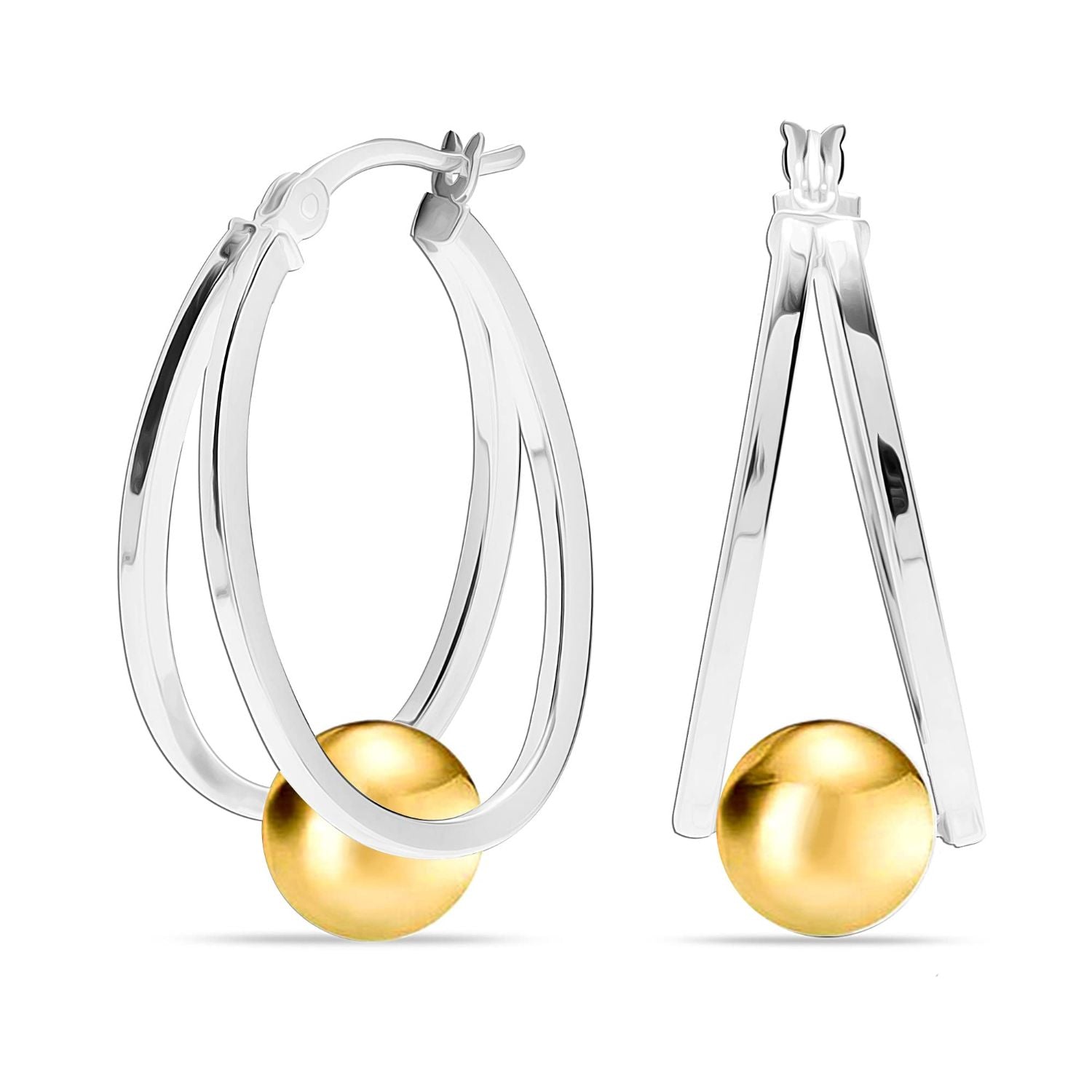 925 Sterling Silver Pearl Hoop Earrings for Teen and Women