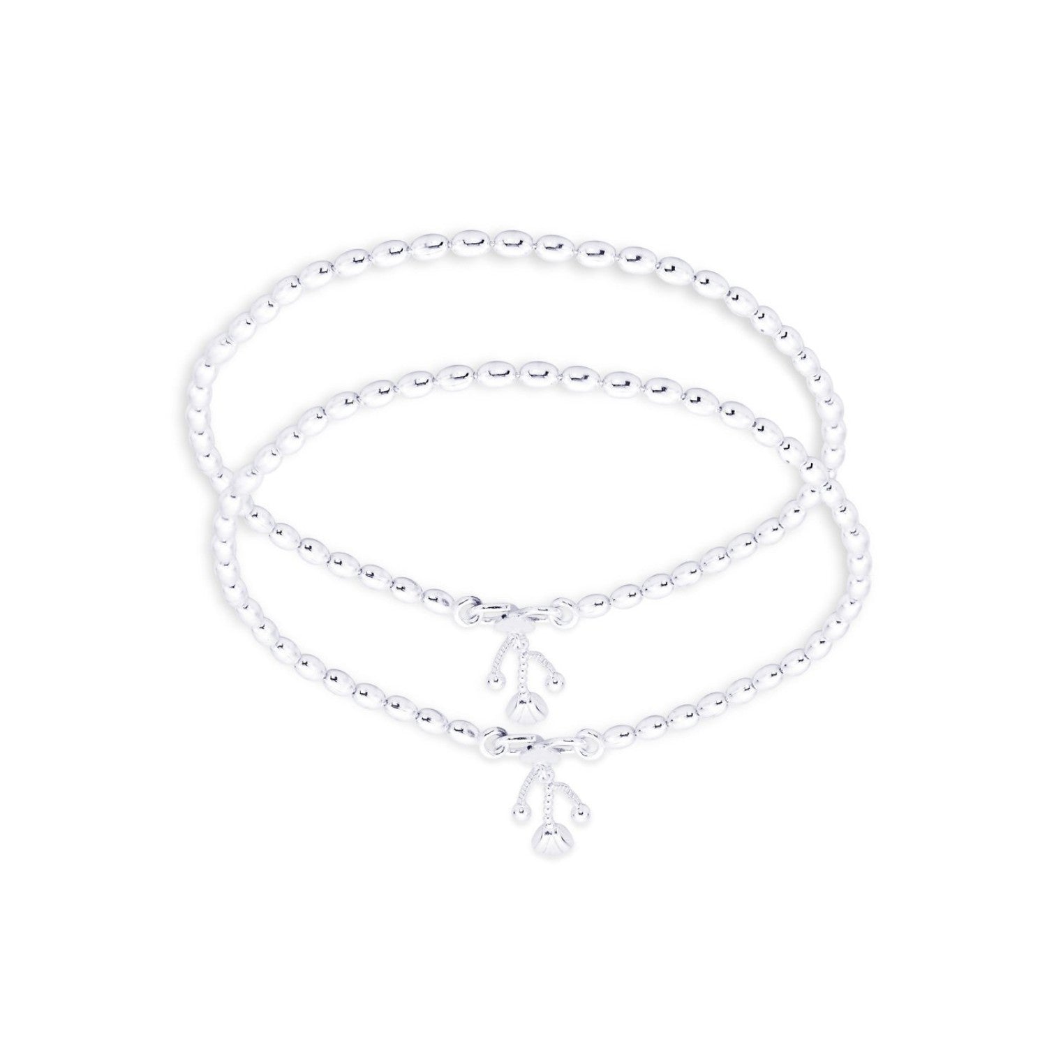 925 Sterling Silver Flower Charm Chain Anklet for Women