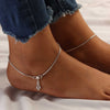 925 Sterling Silver Heart Shell Anklet Pair for Women