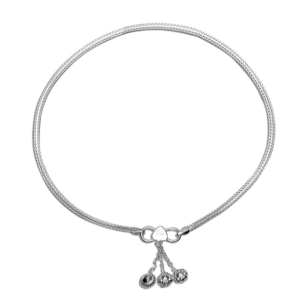 925 Sterling Silver Flowers Anklet Pair for Women