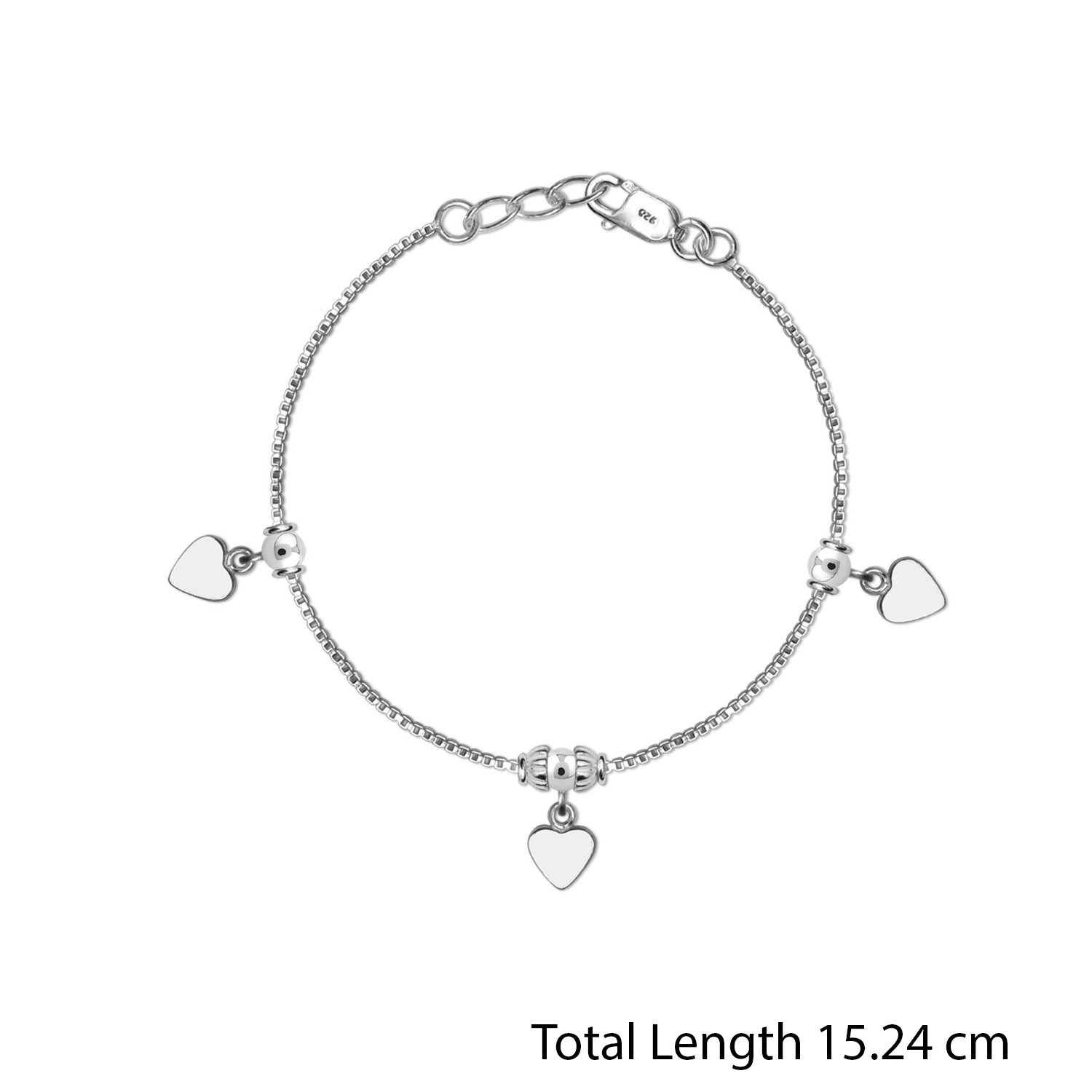 925 Sterling Silver Heart Anklets for Kids 4 to 8 Year Girls