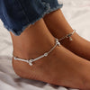 925 Sterling Silver Bead Design Anklet for Women