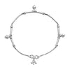 925 Sterling Silver Multi Heart with Balls Anklet Pair for Women