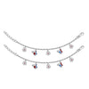 925 Sterling Silver Enameled Butterfly and Flower Shaped Modern Anklets for Kids 4 to 8 Year Girls