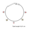 925 Sterling Silver Enameled Heart and Flower Shaped Modern Anklets for Kids 4 to 8 Year Girls