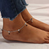 925 Sterling Silver Modern Black Bead Flower Anklets for Women And Girls ; 10.5 Inches