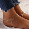 925 Sterling Silver Modern Heart Style Enamel Anklets for Women and Girls