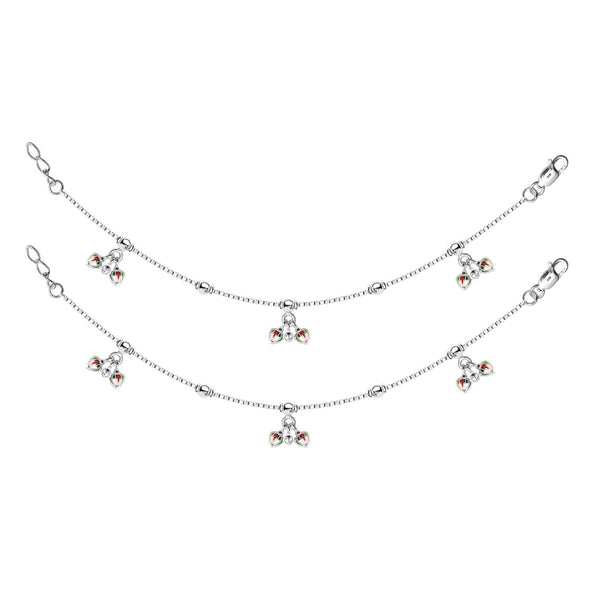 925 Sterling Silver Enameled Modern Anklets for Kids for 4 To 8 Year Girls