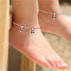 925 Sterling Silver Enameled Flower Shape Modern Anklets for Kids 4 to 8 Year Girls