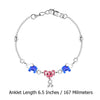 925 Sterling Silver Enameled Elephant Shape Modern Anklets for Kids 4 to 8 Year Girls