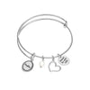 925 Sterling Silver Always By Your Expandable Wire Multi-Charm Bangle Bracelet for Women