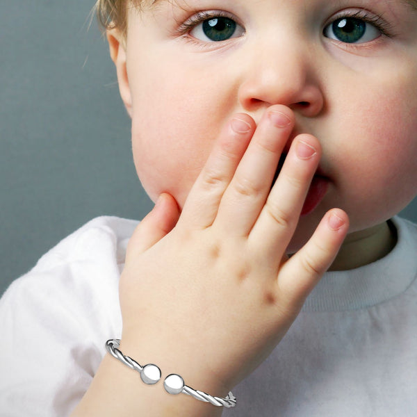 925 Sterling Silver Twisted Beaded for Baby Kids
