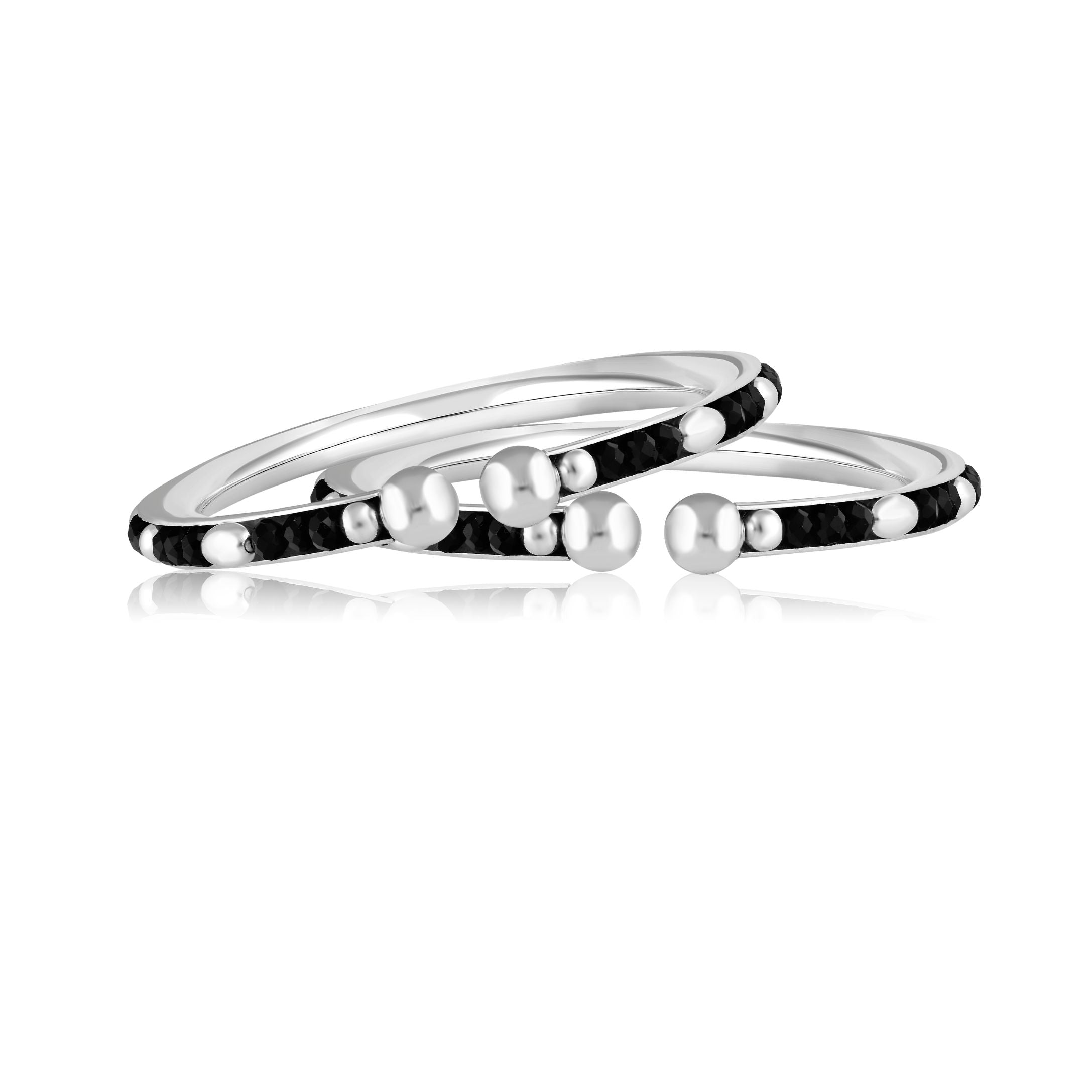 925 Sterling Silver Black Beads Nazariya Beaded Bangle for Kids