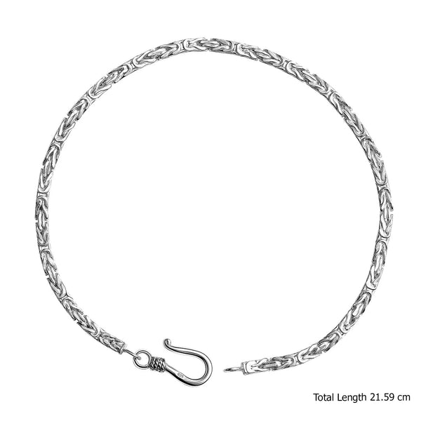 925 Sterling Silver Designer Byzantine Chain Bracelet for Men and Boys 22 CM