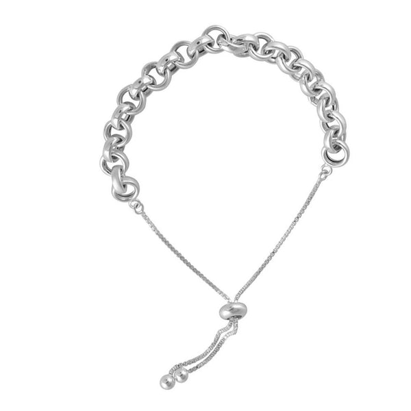 925 Sterling Silver Link Adjustable Sliding Bolo Bracelet for Women