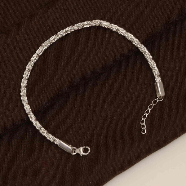 925 Sterling Silver Italian Square Handmade Classic Byzantine Link Chain Bracelet for Women 0.25CM