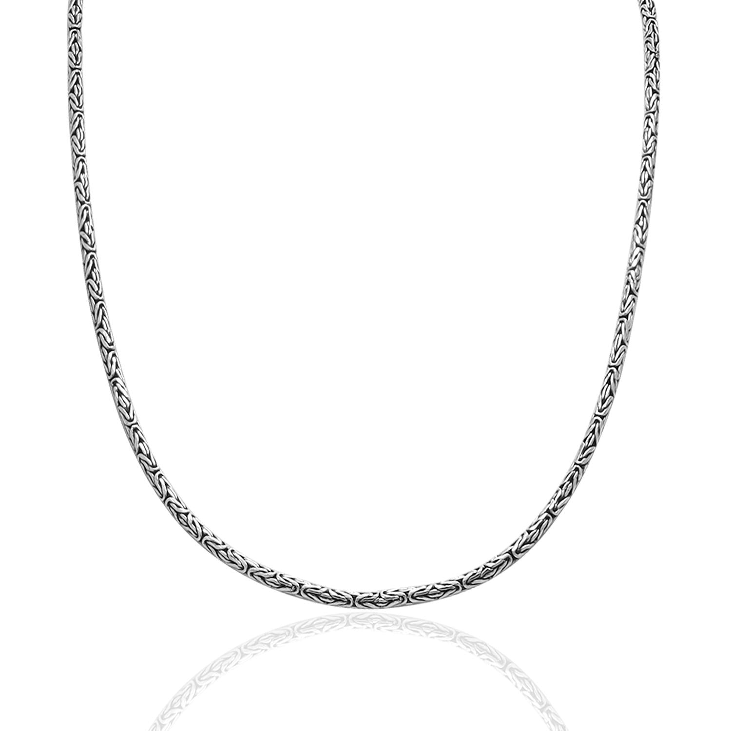 925 Sterling Silver Italian Round Handmade Classic Antique Byzantine Link Chain Necklace for Men Women  0.25 CM