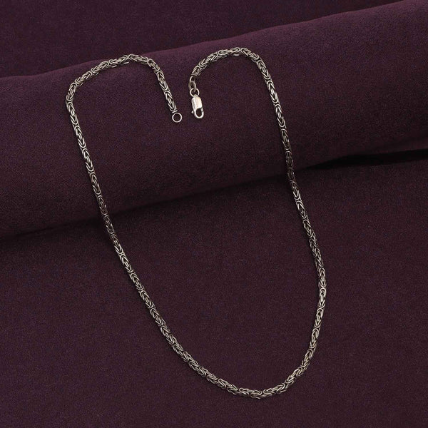 925 Sterling Silver Italian Square Handmade Classic Antique Byzantine Link Chain Necklace for Men and Women 2.5 MM