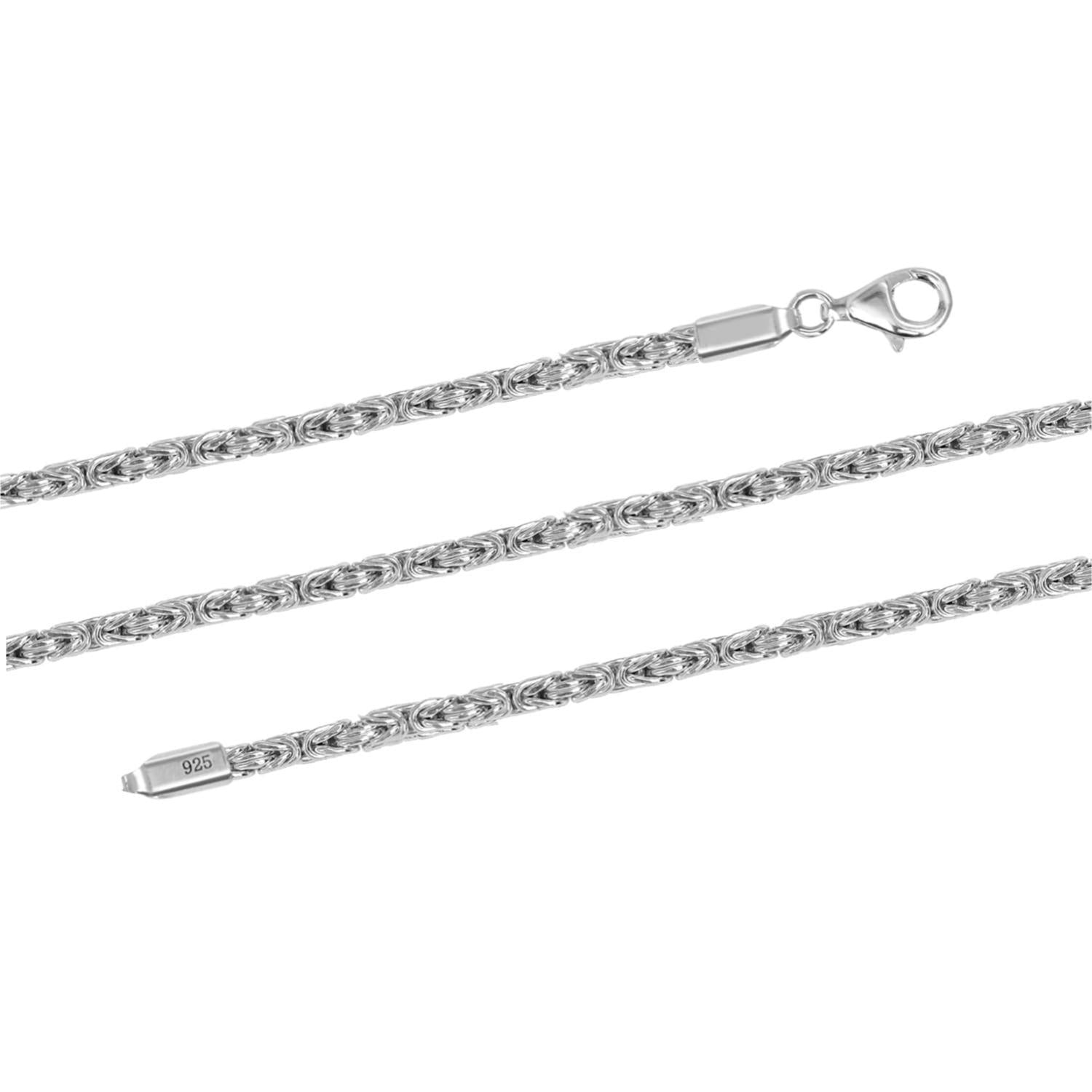 925 Sterling Silver Italian Square Handmade Classic Byzantine Link Chain Necklace for Women Teen 2.5 MM