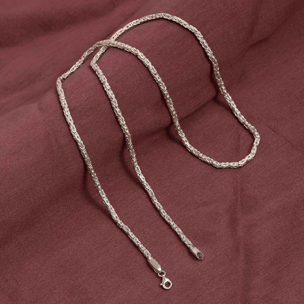 925 Sterling Silver Italian Square Handmade Classic Byzantine Link Chain Necklace for Women Teen 0.25 CM