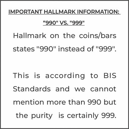 BIS Hallmarked Silver Bar 999 Pure