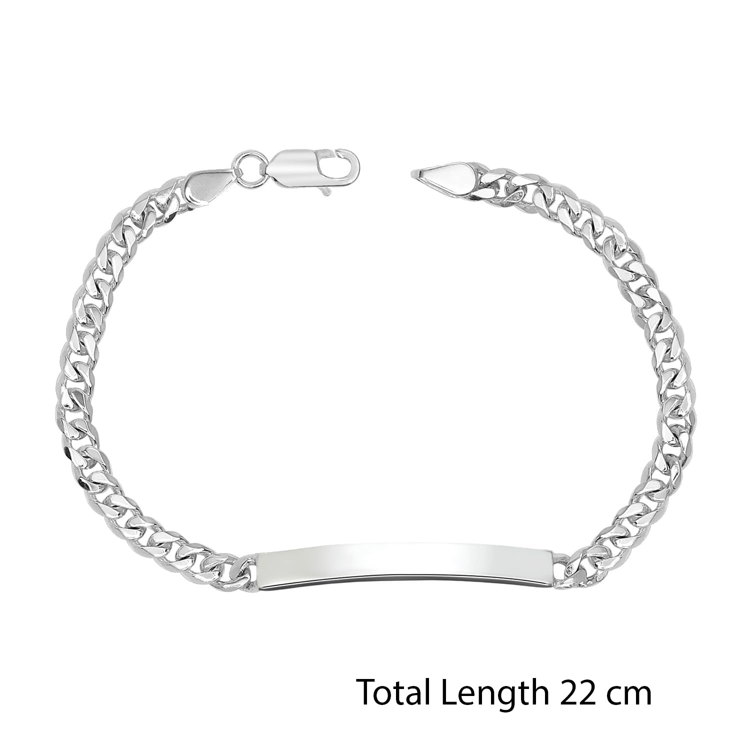 925 Sterling Silver Fancy Curb Chain ID Bracelet for Men