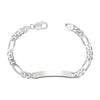 925 Sterling Silver Designer Figaro Chain ID Bracelet for Men