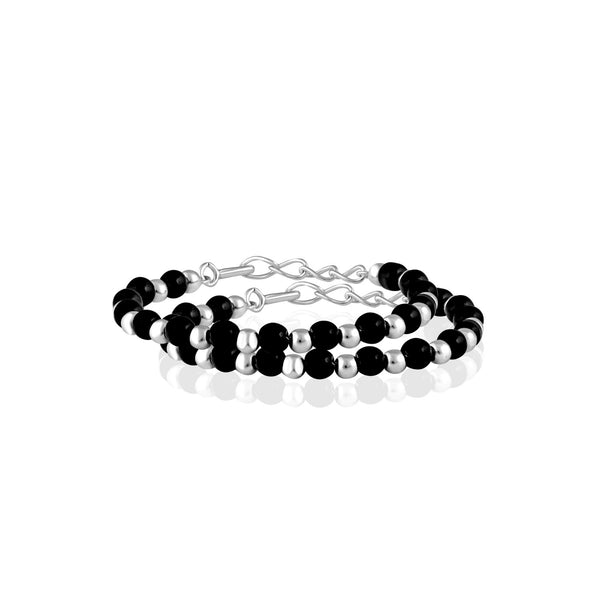 925 Sterling Silver Black Beads Nazariya Bracelet for Kids