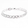 925 Sterling Silver Square Link Bracelet for Men and Boys 22 CM