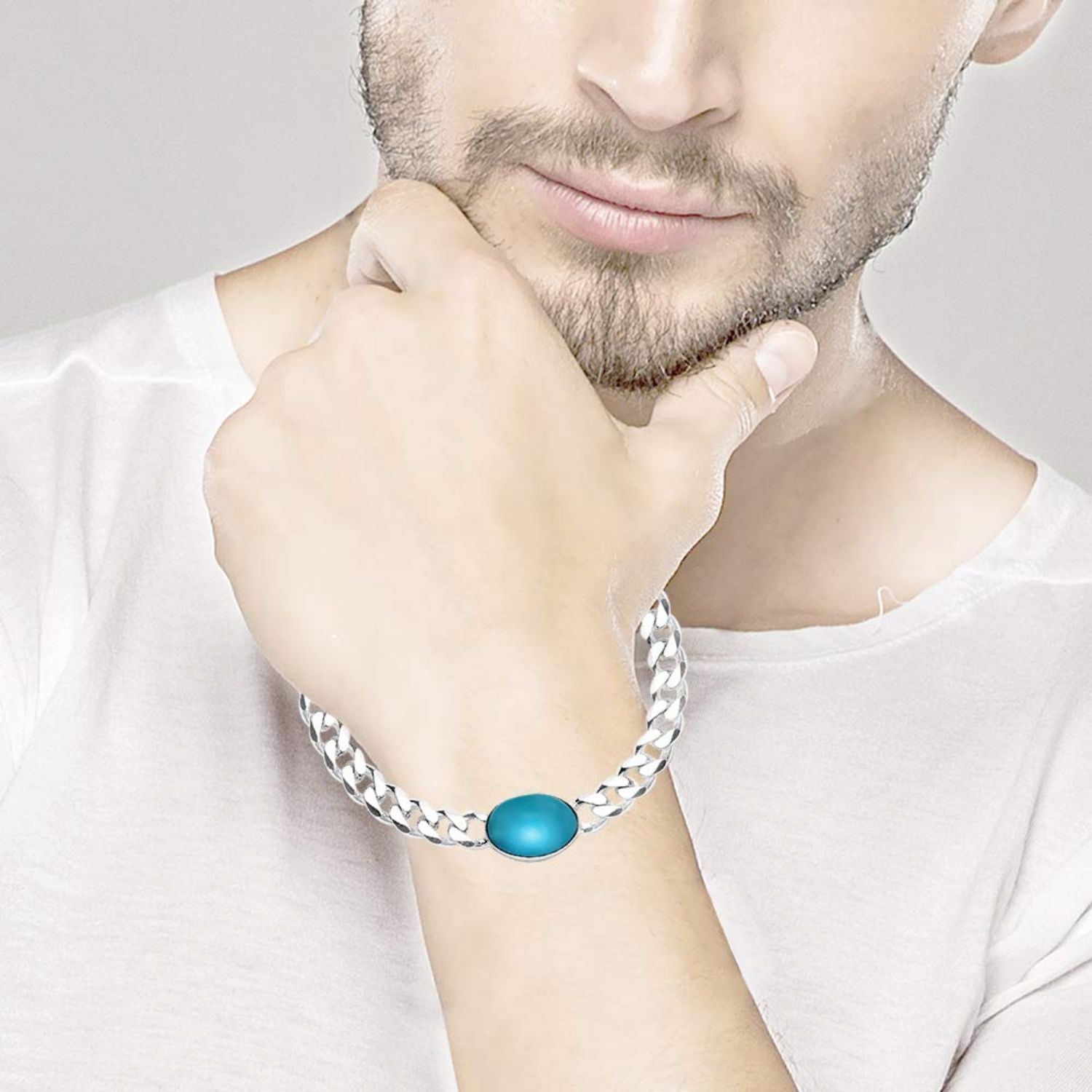 925 Sterling Silver Curb Chain Salman Khan Bracelet for Men