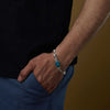 925 Sterling Silver Figaro Chain Turquoise Stone Salman Khan Bracelet for Men and Boys