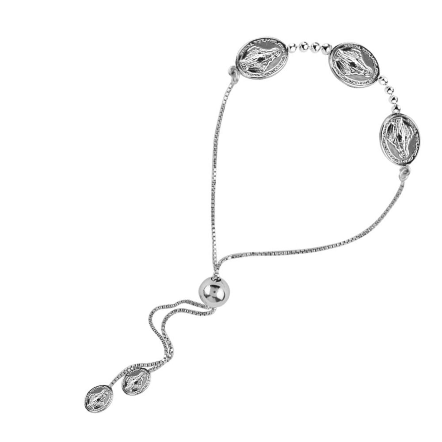 925 Sterling Silver Mother Mary Sliding Bracelet for Women