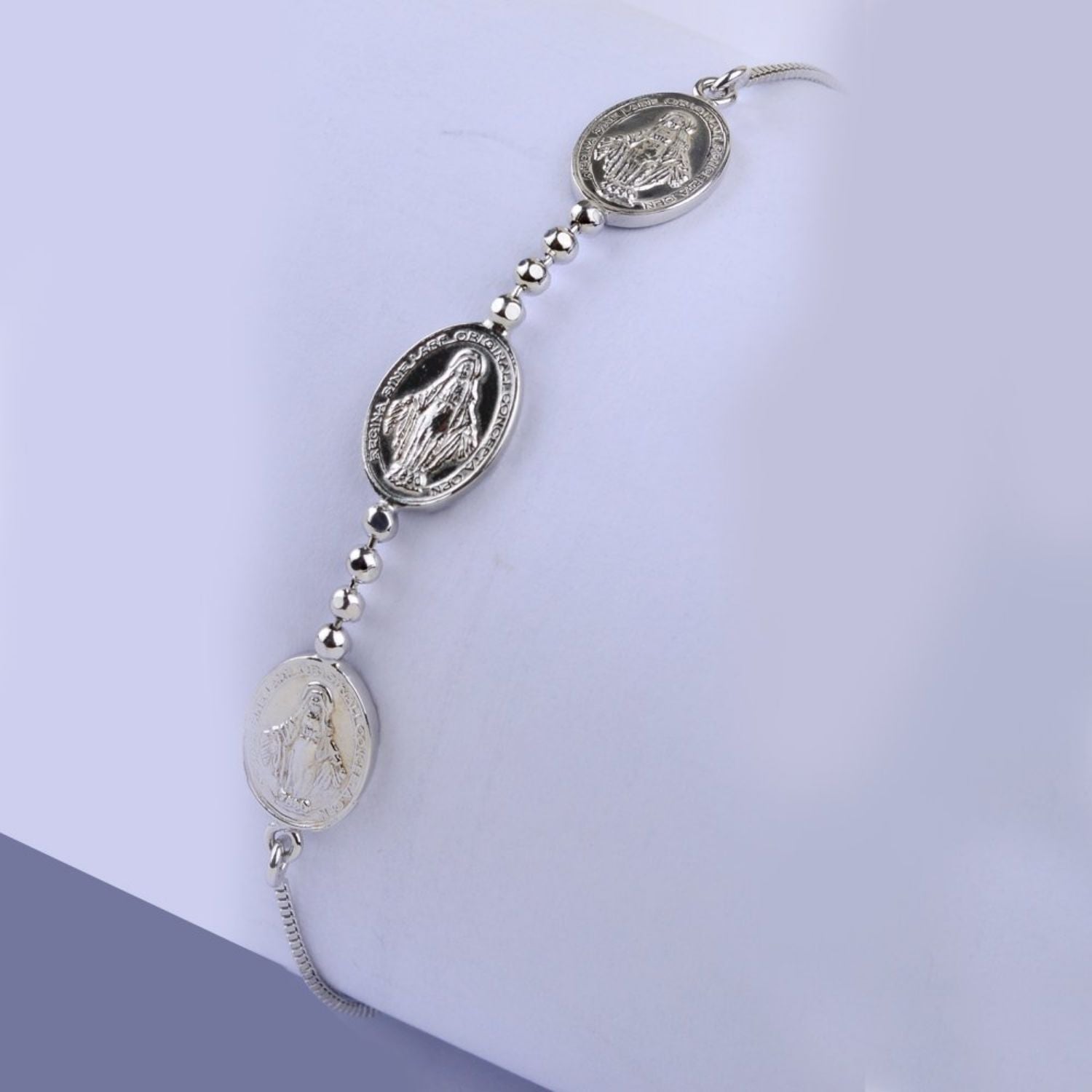 925 Sterling Silver Mother Mary Sliding Bracelet for Women