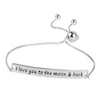 925 Sterling Silver Jewellery Love You To The Moon and Back Sliding Bolo Bracelet for Teen Women